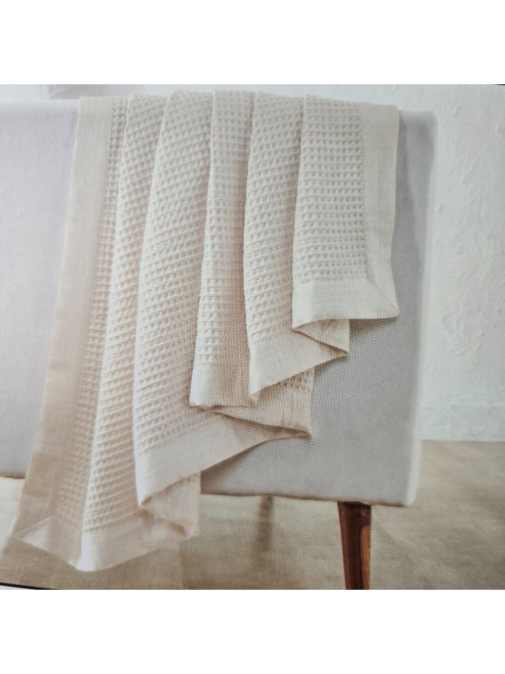 Jennifer Adams All Season Classic Waffle Weave Throw Cream Cotton 60" x 70"
